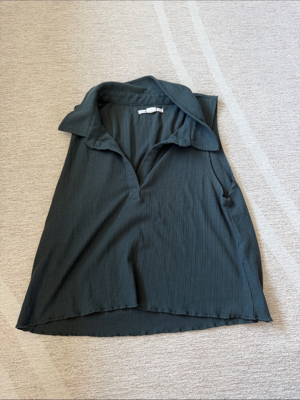 O'Neill Dark Green Ribbed Collared Tank